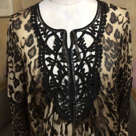 Leopard boho tunic by Casting, size M?, like new! - Picture 2 of 10